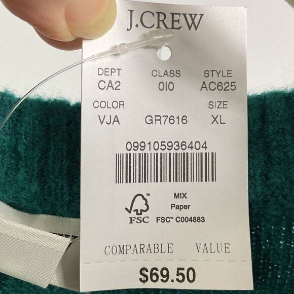NWT J. Crew Factory Crewneck sweater in extra-soft yarn, XL, Green, Style AC625 - Picture 5 of 8